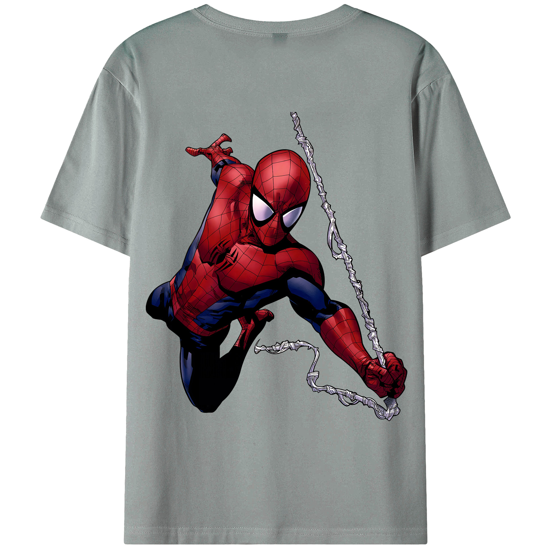 （画像用） Spider Man スパイダーマン 綿100％ メンズ半袖Tシャツ（バックプリント） 通気性
